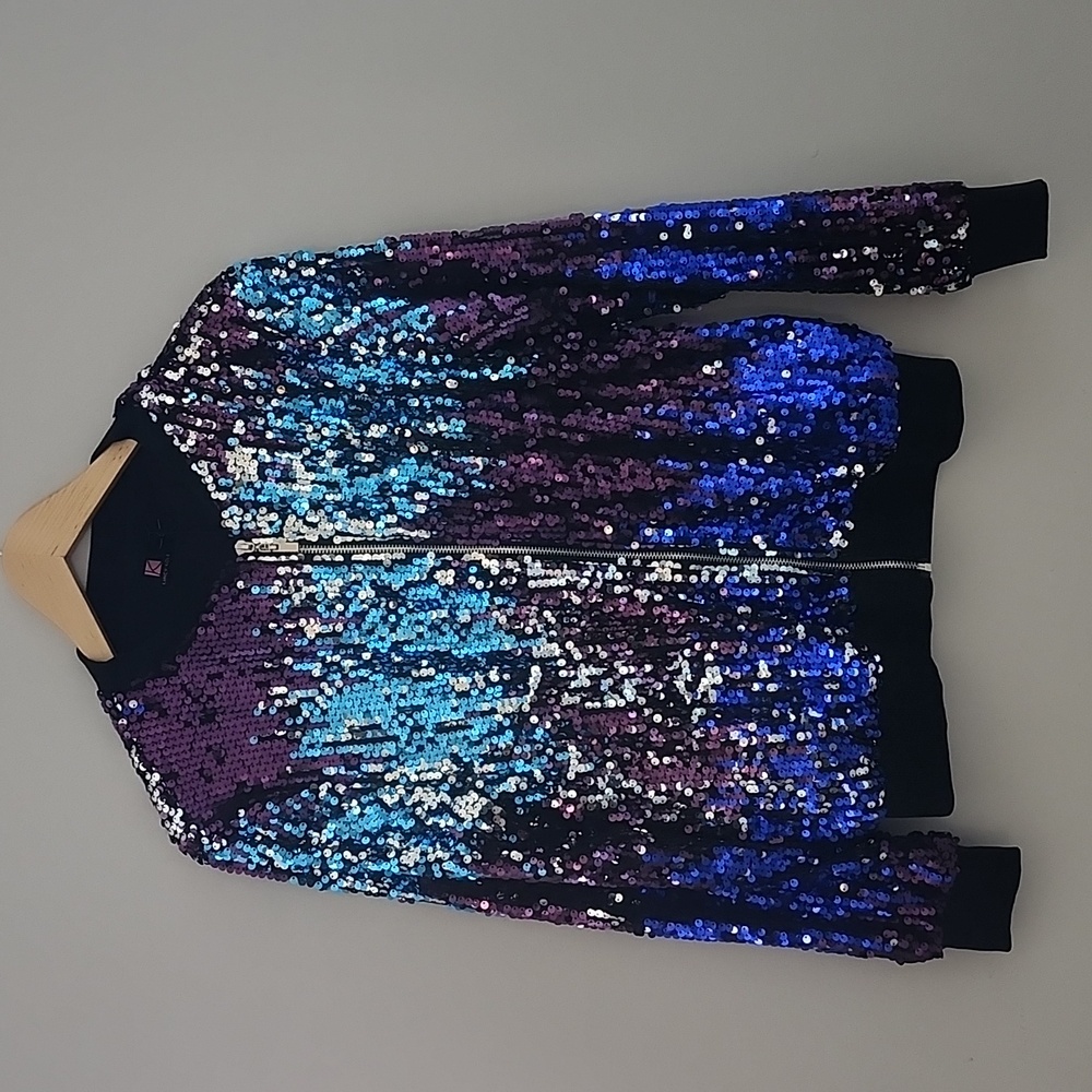 Sequin Long Sleeve Bomber Jacket